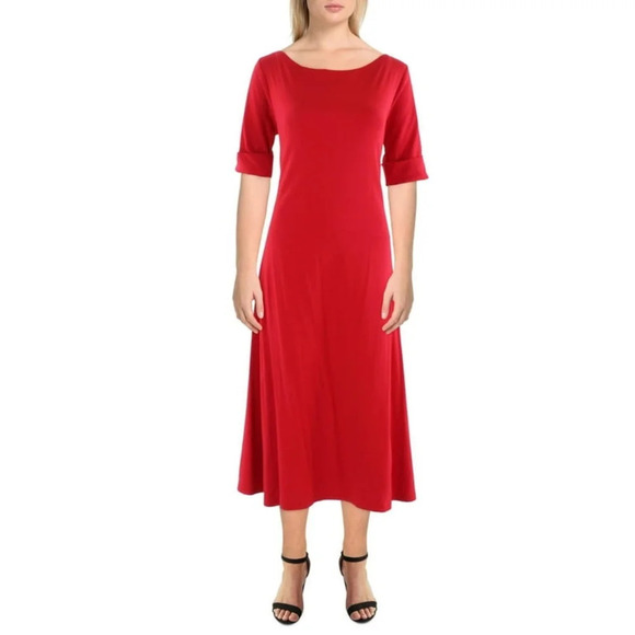 Lauren Ralph Lauren Dresses & Skirts - Lauren Ralph Lauren Womens Comfy Midi T-Shirt Dress